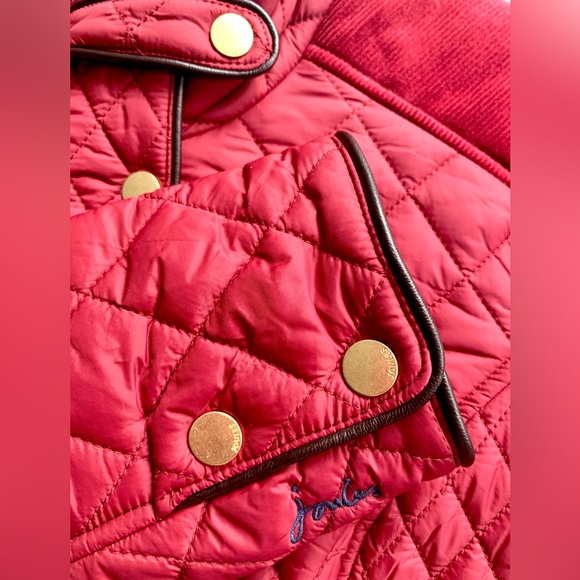 JOULES British Quilted Jacket Maroon w/Black Trim Zipper Snaps - Picture 2 of 14